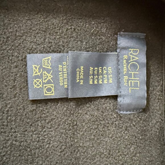 Rachel Roy biscotti and black plaid houndstooth belted wrap vest, S - Picture 3 of 9